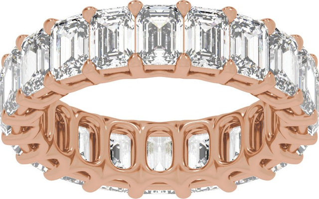 14K Gold Emerald Lab-Grown Diamond Low Profile Eternity Band - 4.4x3.1mm Stones - Rose Gold - view 3