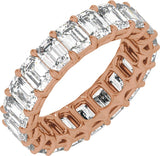 14K Gold Emerald Natural Diamond Low Profile Eternity Band - 4.4x3.1mm Stones - Rose Gold