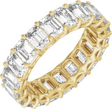 14K Gold Emerald Lab-Grown Diamond Low Profile Eternity Band - 4.4x3.1mm Stones - Yellow Gold