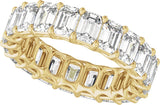 14K Gold Emerald Lab-Grown Diamond Low Profile Eternity Band - 4.4x3.1mm Stones - Yellow Gold - view 5