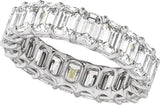 14K Gold Emerald Lab-Grown Diamond Low Profile Eternity Band - 4.4x3.1mm Stones - White Gold - view 5
