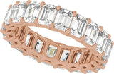 14K Gold Emerald Natural Diamond Low Profile Eternity Band - 4.4x3.1mm Stones - Rose Gold - view 5