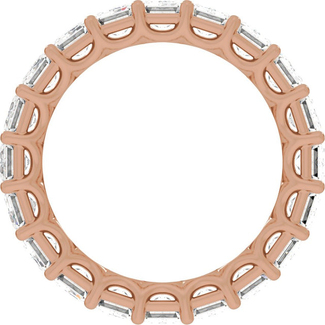14K Gold Emerald Lab-Grown Diamond Low Profile Eternity Band - 4.4x3.1mm Stones - Rose Gold - view 2