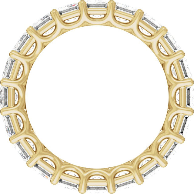 14K Gold Emerald Lab-Grown Diamond Low Profile Eternity Band - 4.4x3.1mm Stones - Yellow Gold - view 2