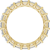 14K Gold Emerald Natural Diamond Low Profile Eternity Band - 4.4x3.1mm Stones - Yellow Gold - view 2