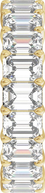 14K Gold Emerald Natural Diamond Low Profile Eternity Band - 4.4x3.1mm Stones - Yellow Gold - view 4
