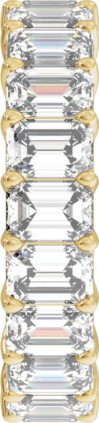 14K Gold Emerald Natural Diamond Low Profile Eternity Band - 4.4x3.1mm Stones - Yellow Gold - view 4
