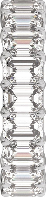 14K Gold Emerald Natural Diamond Low Profile Eternity Band - 4.4x3.1mm Stones - White Gold - view 4