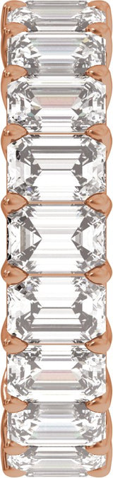14K Gold Emerald Natural Diamond Low Profile Eternity Band - 4.4x3.1mm Stones - Rose Gold - view 4