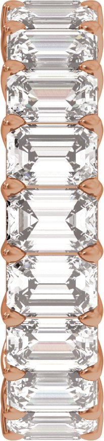 14K Gold Emerald Natural Diamond Low Profile Eternity Band - 4.4x3.1mm Stones - Rose Gold - view 4