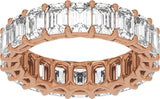 14K Gold Emerald Lab-Grown Diamond Low Profile Eternity Band - 4.4x3.1mm Stones - Rose Gold - view 3