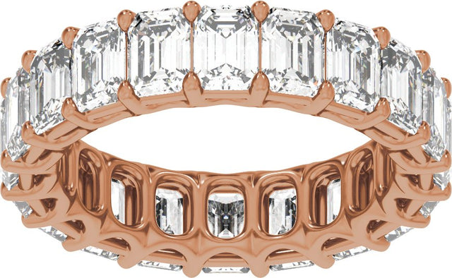 14K Gold Emerald Lab-Grown Diamond Low Profile Eternity Band - 4.4x3.1mm Stones - Rose Gold - view 3
