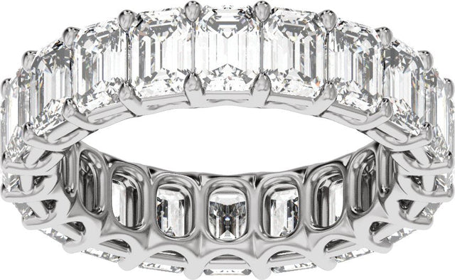 Platinum Emerald Natural Diamond Low Profile Eternity Band - 4.4x3.1mm Stones - view 3