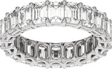 14K Gold Emerald Lab-Grown Diamond Low Profile Eternity Band - 4.4x3.1mm Stones - White Gold - view 3