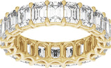 14K Gold Emerald Natural Diamond Low Profile Eternity Band - 4.4x3.1mm Stones - Yellow Gold - view 3