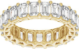 14K Gold Emerald Lab-Grown Diamond Low Profile Eternity Band - 4.4x3.1mm Stones - Yellow Gold - view 3