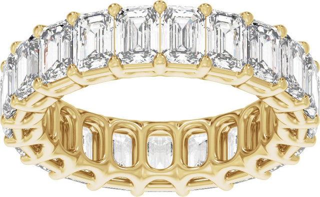 14K Gold Emerald Lab-Grown Diamond Low Profile Eternity Band - 4.4x3.1mm Stones - Yellow Gold - view 3