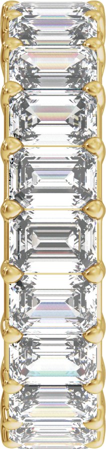 14K Gold Emerald Lab-Grown Diamond Low Profile Eternity Band - 4.4x3.1mm Stones - Yellow Gold - view 4
