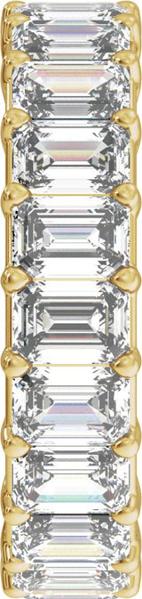 14K Gold Emerald Natural Diamond Low Profile Eternity Band - 4.4x3.1mm Stones - Yellow Gold - view 4