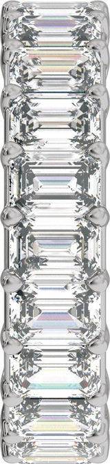 Platinum Emerald Lab-Grown Diamond Low Profile Eternity Band - 4.4x3.1mm Stones - view 3
