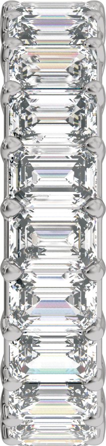 14K Gold Emerald Natural Diamond Low Profile Eternity Band - 4.4x3.1mm Stones - White Gold - view 4