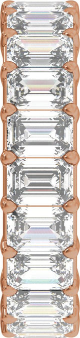 14K Gold Emerald Natural Diamond Low Profile Eternity Band - 4.4x3.1mm Stones - Rose Gold - view 4