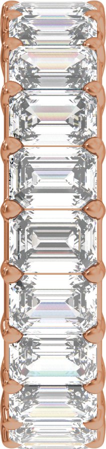 14K Gold Emerald Lab-Grown Diamond Low Profile Eternity Band - 4.4x3.1mm Stones - Rose Gold - view 4