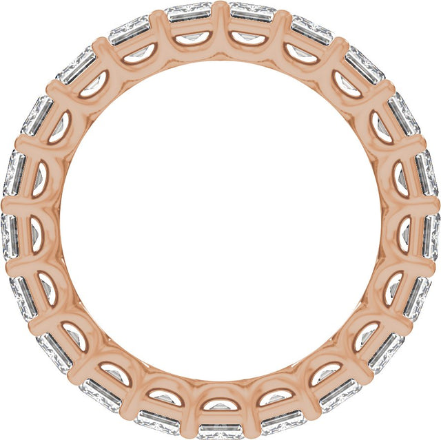 14K Gold Emerald Lab-Grown Diamond Low Profile Eternity Band - 4.4x3.1mm Stones - Rose Gold - view 2