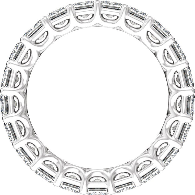 Platinum Emerald Natural Diamond Low Profile Eternity Band - 4.4x3.1mm Stones - view 2