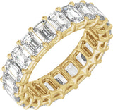 14K Gold Emerald Lab-Grown Diamond Low Profile Eternity Band - 4.4x3.1mm Stones - Yellow Gold