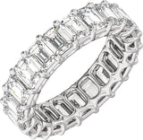 14K Gold Emerald Natural Diamond Low Profile Eternity Band - 4.4x3.1mm Stones - White Gold