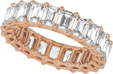 14K Gold Emerald Lab-Grown Diamond Low Profile Eternity Band - 4.4x3.1mm Stones - Rose Gold - view 5