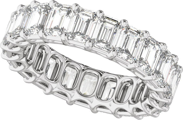 Platinum Emerald Lab-Grown Diamond Low Profile Eternity Band - 4.4x3.1mm Stones - view 4