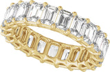 14K Gold Emerald Natural Diamond Low Profile Eternity Band - 4.4x3.1mm Stones - Yellow Gold - view 5