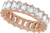 14K Gold Emerald Natural Diamond Low Profile Eternity Band - 4.4x3.1mm Stones - Rose Gold - view 4
