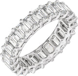 Platinum Emerald Natural Diamond Low Profile Eternity Band - 4.4x3.1mm Stones