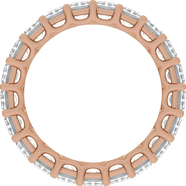14K Gold Emerald Natural Diamond Low Profile Eternity Band - 4.4x3.1mm Stones - Rose Gold - view 2