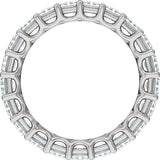 14K Gold Emerald Natural Diamond Low Profile Eternity Band - 4.4x3.1mm Stones - White Gold - view 2