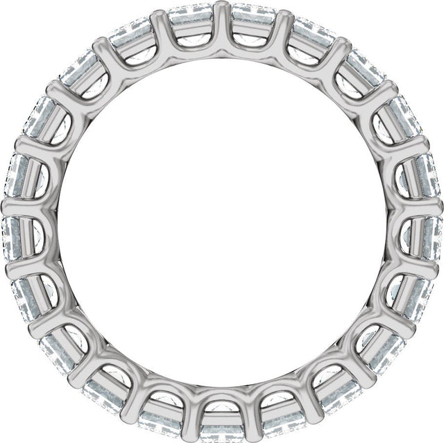 14K Gold Emerald Natural Diamond Low Profile Eternity Band - 4.4x3.1mm Stones - White Gold - view 2