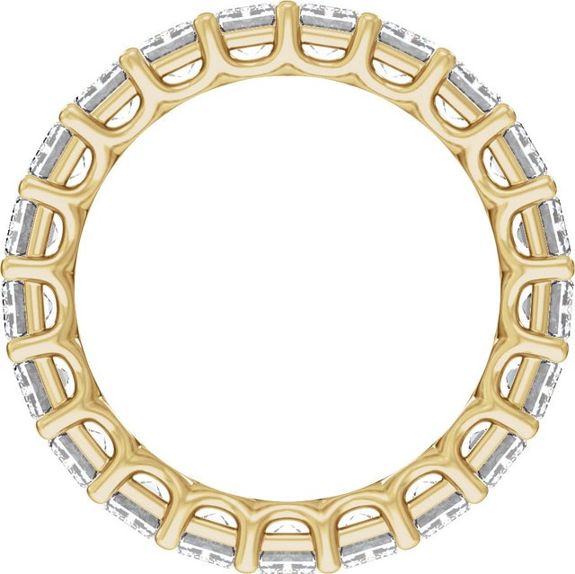 14K Gold Emerald Lab-Grown Diamond Low Profile Eternity Band - 4.4x3.1mm Stones - Yellow Gold - view 2