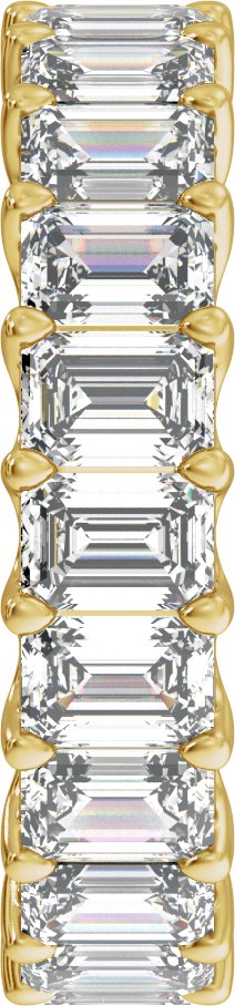 14K Gold Emerald Natural Diamond Low Profile Eternity Band - 4.4x3.1mm Stones - Yellow Gold - view 4