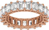 14K Gold Emerald Natural Diamond Low Profile Eternity Band - 4.4x3.1mm Stones - Rose Gold - view 3
