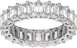 14K Gold Emerald Lab-Grown Diamond Low Profile Eternity Band - 4.4x3.1mm Stones - White Gold - view 3