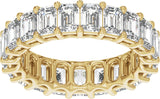 14K Gold Emerald Lab-Grown Diamond Low Profile Eternity Band - 4.4x3.1mm Stones - Yellow Gold - view 3