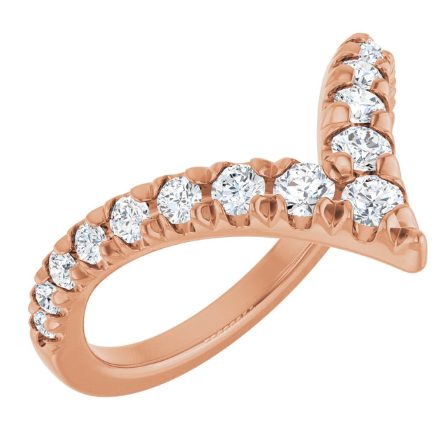 14K Gold Round Lab-Grown Diamond Contour Band - 1/2-5/8 CTW - Rose Gold