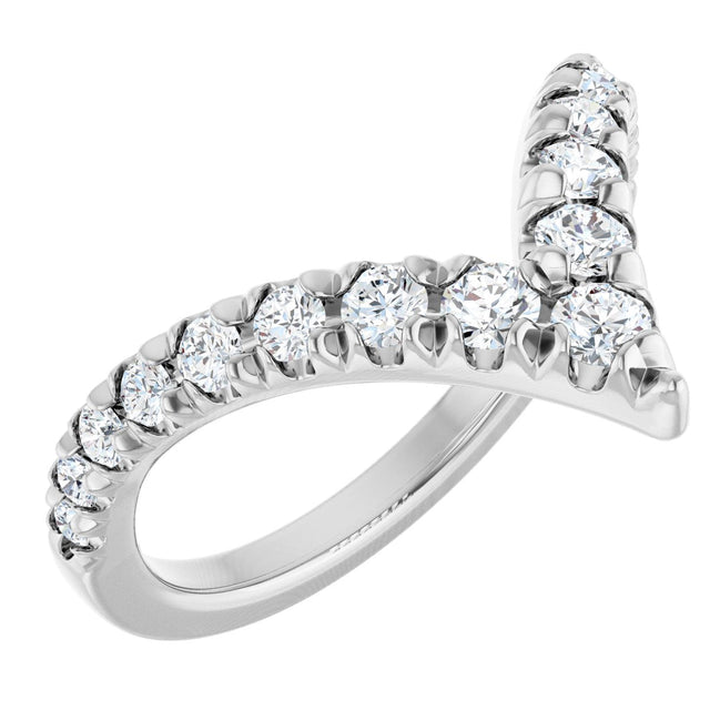 14K Gold Round Lab-Grown Diamond Contour Band - 1/2-5/8 CTW - White Gold