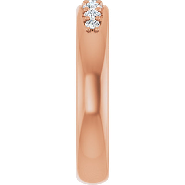 14K Gold Round Lab-Grown Diamond Accented Band - 1/3 CTW - Rose Gold - view 4