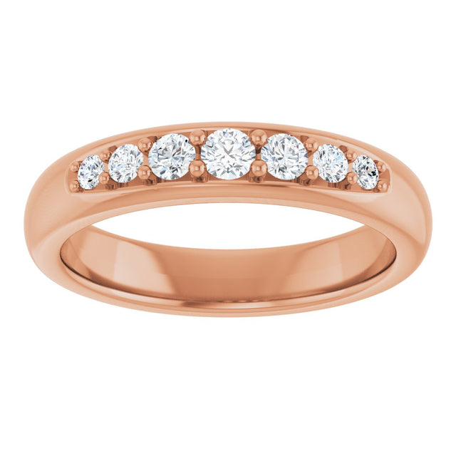 14K Gold Round Lab-Grown Diamond Accented Band - 1/3 CTW - Rose Gold - view 3