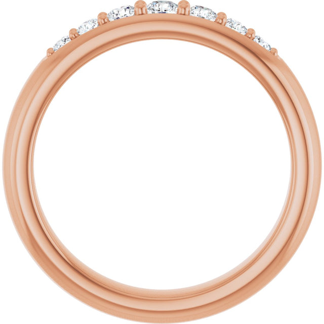 14K Gold Round Lab-Grown Diamond Accented Band - 1/3 CTW - Rose Gold - view 2