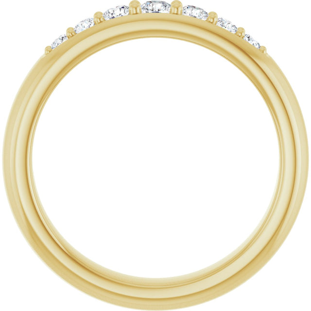 14K Gold Round Lab-Grown Diamond Accented Band - 1/3 CTW - Yellow Gold - view 2